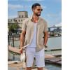 COOFANDY Men’s Button Down Shirts Casual Short Sleeve Linen Shirt Summer Beach Top with Pocket(Khaki)