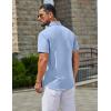 COOFANDY Men’s Button Down Shirts Casual Short Sleeve Linen Shirt Summer Beach Top with Pocket(Light Blue)