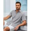 COOFANDY Men’s Button Down Shirts Casual Short Sleeve Linen Shirt Summer Beach Top with Pocket(Light Grey)