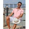 COOFANDY Men’s Button Down Shirts Casual Short Sleeve Linen Shirt Summer Beach Top with Pocket(Pink)