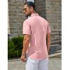 COOFANDY Men’s Button Down Shirts Casual Short Sleeve Linen Shirt Summer Beach Top with Pocket(Pink)