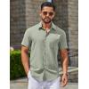 COOFANDY Men’s Button Down Shirts Casual Short Sleeve Linen Shirt Summer Beach Top with Pocket(Sage Green)