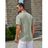 COOFANDY Men’s Button Down Shirts Casual Short Sleeve Linen Shirt Summer Beach Top with Pocket(Sage Green)