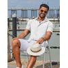 COOFANDY Men’s Button Down Shirts Casual Short Sleeve Linen Shirt Summer Beach Top with Pocket(White)