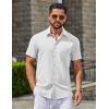 COOFANDY Men’s Button Down Shirts Casual Short Sleeve Linen Shirt Summer Beach Top with Pocket(White)