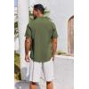 COOFANDY Mens Button Down Shirts Short Sleeve Casual Linen Shirts for Men Summer Beach Wedding Shirt(Army Green)