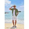 COOFANDY Mens Button Down Shirts Short Sleeve Casual Linen Shirts for Men Summer Beach Wedding Shirt(Army Green)