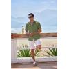 COOFANDY Mens Button Down Shirts Short Sleeve Casual Linen Shirts for Men Summer Beach Wedding Shirt(Army Green)