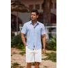 COOFANDY Mens Button Down Shirts Short Sleeve Casual Linen Shirts for Men Summer Beach Wedding Shirt(Light Blue)