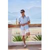 COOFANDY Mens Button Down Shirts Short Sleeve Casual Linen Shirts for Men Summer Beach Wedding Shirt(Light Blue)