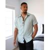COOFANDY Mens Button Down Shirts Short Sleeve Casual Linen Shirts for Men Summer Beach Wedding Shirt(Light Green)