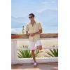 COOFANDY Mens Button Down Shirts Short Sleeve Casual Linen Shirts for Men Summer Beach Wedding Shirt(Light Khaki)