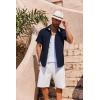 COOFANDY Mens Button Down Shirts Short Sleeve Casual Linen Shirts for Men Summer Beach Wedding Shirt(Navy Blue)