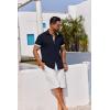 COOFANDY Mens Button Down Shirts Short Sleeve Casual Linen Shirts for Men Summer Beach Wedding Shirt(Navy Blue)