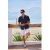 COOFANDY Mens Button Down Shirts Short Sleeve Casual Linen Shirts for Men Summer Beach Wedding Shirt(Navy Blue)