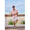 COOFANDY Mens Button Down Shirts Short Sleeve Casual Linen Shirts for Men Summer Beach Wedding Shirt(Pink)