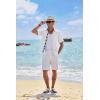 COOFANDY Mens Button Down Shirts Short Sleeve Casual Linen Shirts for Men Summer Beach Wedding Shirt(White)