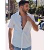 COOFANDY Mens Button Down Shirts Short Sleeve Casual Linen Shirts for Men Summer Beach Wedding Shirt(White)
