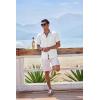 COOFANDY Mens Button Down Shirts Short Sleeve Casual Linen Shirts for Men Summer Beach Wedding Shirt(White)