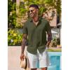 COOFANDY Mens Button Down Shirts Short Sleeve Casual Shirt Summer Beach Wedding Shirts(Army Green)