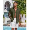 COOFANDY Mens Button Down Shirts Short Sleeve Casual Shirt Summer Beach Wedding Shirts(Army Green)