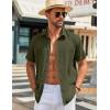 COOFANDY Mens Button Down Shirts Short Sleeve Casual Shirt Summer Beach Wedding Shirts(Army Green)