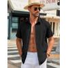 COOFANDY Mens Button Down Shirts Short Sleeve Casual Shirt Summer Beach Wedding Shirts(Black)