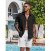 COOFANDY Mens Button Down Shirts Short Sleeve Casual Shirt Summer Beach Wedding Shirts(Black)
