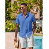 COOFANDY Mens Button Down Shirts Short Sleeve Casual Shirt Summer Beach Wedding Shirts(Blue)