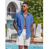 COOFANDY Mens Button Down Shirts Short Sleeve Casual Shirt Summer Beach Wedding Shirts(Blue)