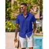 COOFANDY Mens Button Down Shirts Short Sleeve Casual Shirt Summer Beach Wedding Shirts(Deep Blue)