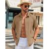 COOFANDY Mens Button Down Shirts Short Sleeve Casual Shirt Summer Beach Wedding Shirts(Khaki)