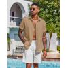 COOFANDY Mens Button Down Shirts Short Sleeve Casual Shirt Summer Beach Wedding Shirts(Khaki)