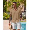 COOFANDY Mens Button Down Shirts Short Sleeve Casual Shirt Summer Beach Wedding Shirts(Khaki)