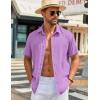 COOFANDY Mens Button Down Shirts Short Sleeve Casual Shirt Summer Beach Wedding Shirts(Lavender)
