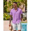 COOFANDY Mens Button Down Shirts Short Sleeve Casual Shirt Summer Beach Wedding Shirts(Lavender)