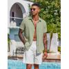 COOFANDY Mens Button Down Shirts Short Sleeve Casual Shirt Summer Beach Wedding Shirts(Light Green)