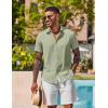 COOFANDY Mens Button Down Shirts Short Sleeve Casual Shirt Summer Beach Wedding Shirts(Light Green)