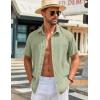 COOFANDY Mens Button Down Shirts Short Sleeve Casual Shirt Summer Beach Wedding Shirts(Light Green)