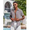 COOFANDY Mens Button Down Shirts Short Sleeve Casual Shirt Summer Beach Wedding Shirts(Light Grey)