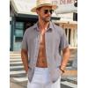 COOFANDY Mens Button Down Shirts Short Sleeve Casual Shirt Summer Beach Wedding Shirts(Light Grey)