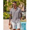 COOFANDY Mens Button Down Shirts Short Sleeve Casual Shirt Summer Beach Wedding Shirts(Light Grey)