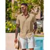 COOFANDY Mens Button Down Shirts Short Sleeve Casual Shirt Summer Beach Wedding Shirts(Light Khaki)