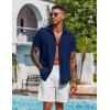 COOFANDY Mens Button Down Shirts Short Sleeve Casual Shirt Summer Beach Wedding Shirts(Midnight Blue)