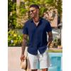 COOFANDY Mens Button Down Shirts Short Sleeve Casual Shirt Summer Beach Wedding Shirts(Midnight Blue)