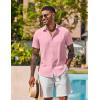 COOFANDY Mens Button Down Shirts Short Sleeve Casual Shirt Summer Beach Wedding Shirts(Pink)
