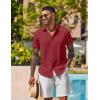 COOFANDY Mens Button Down Shirts Short Sleeve Casual Shirt Summer Beach Wedding Shirts(Wine Red)