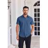COOFANDY Mens Button Down Shirts Short Sleeve Casual Shirt Summer Untucked Dress Shirts(Blue)