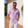 COOFANDY Mens Button Down Shirts Short Sleeve Casual Shirt Summer Untucked Dress Shirts(Lavender)
