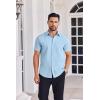COOFANDY Mens Button Down Shirts Short Sleeve Casual Shirt Summer Untucked Dress Shirts(Light Blue)